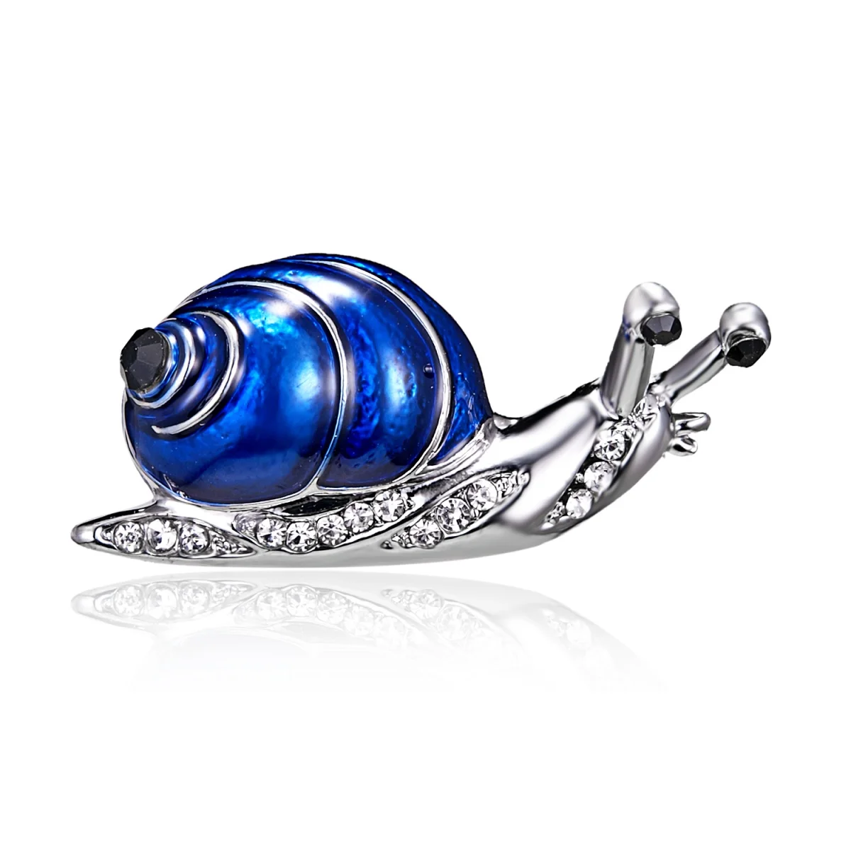 Mode Retro Blau Emaille Schnecke Broschen Für Frauen Männer Cartoon Schöne Strass Insekt Schnecke Revers Pins Tier Abzeichen Schmuck Image