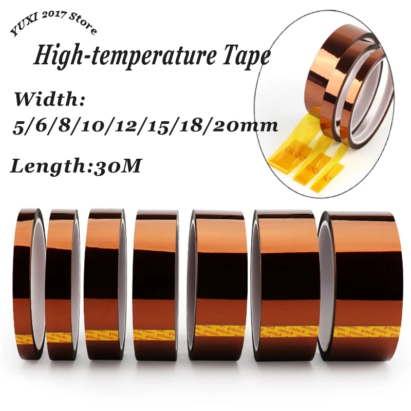30 m langes, hochtemperaturbeständiges Goldfinger-Klebeband, Polyimid-Klebeband, mehrere Größen, antistatisches Lithium-Batterie-Isolierband für Haustiere