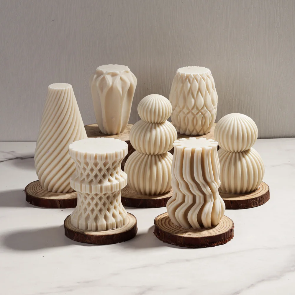 DIY Geometrische Säule Sammlungen Kerze Silikon Form DIY Handgemachte Streifen Aromatherapie Kerze Gips, Der Form Wohnkultur Image