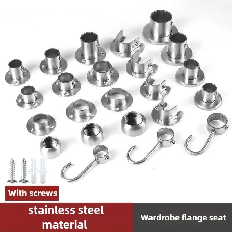 2 Stück 19/22/25/28/32 mm Edelstahl Kleiderschrank Stütz Schrank Stange Flansch Halterung Kleiderstange für Sitz Kleiderbügel Rohrhalter