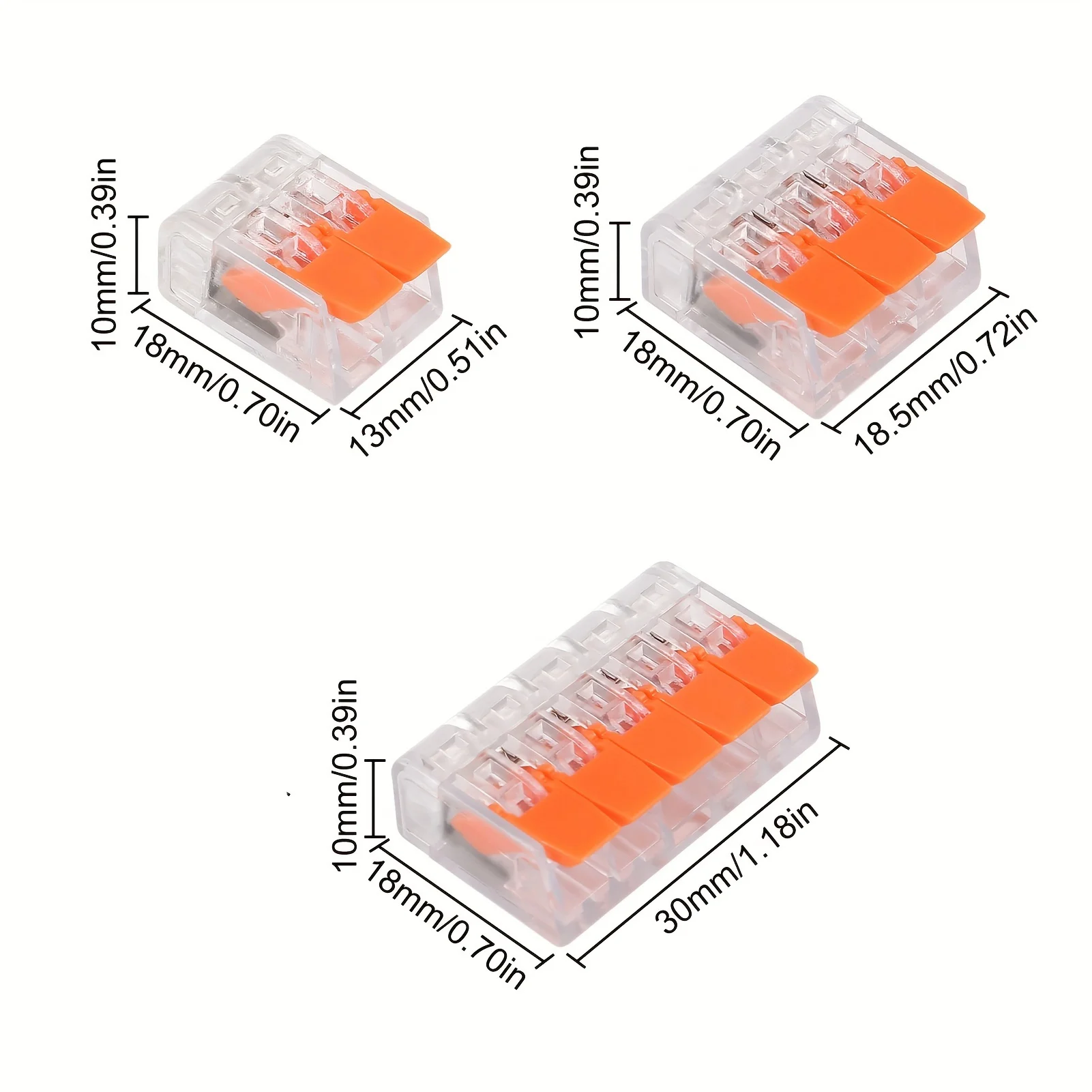 90-teiliges transparentes Kompakt-Spleißdrahtverbinder-Set für Hebeldrahtverbinder, einsteckbare elektrische Steckverbinder mit 2/3/5 Leiter Image