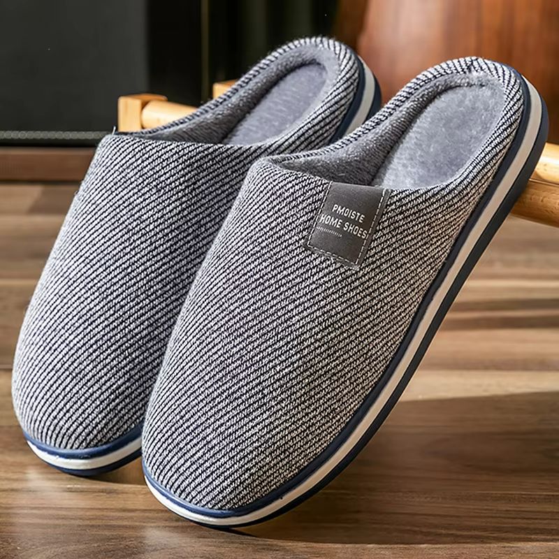 Men's Winter Warm Cotton Slippers Soft Non Slip Indoor Slides For Comfort & Large Sizes blue 50 51