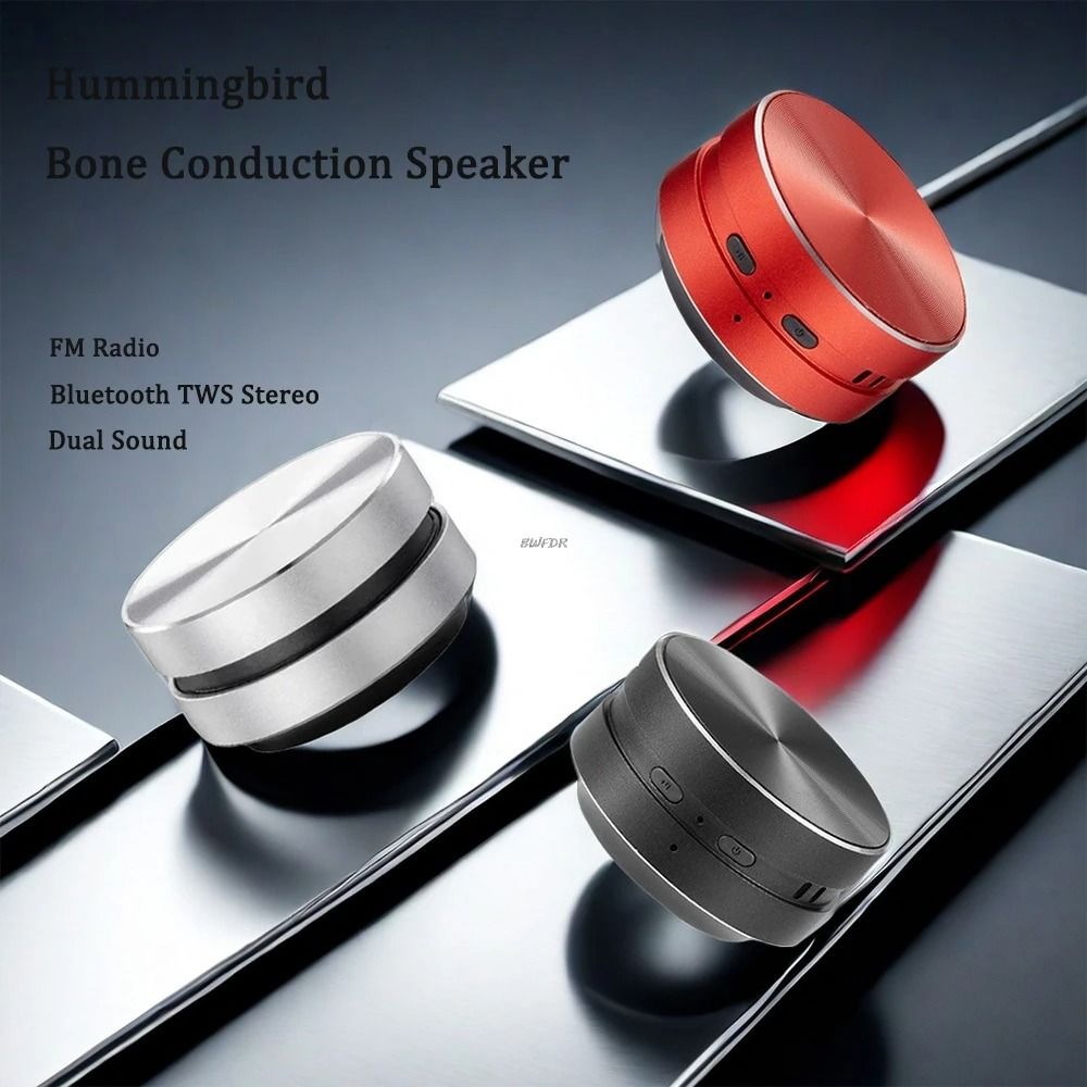Mini Bone Conduction Bluetooth Speaker With Stereo Sound And FM Radio red