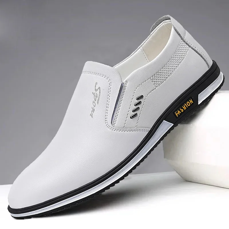 Classic Leather Shoes For Men Designer Loafers, High Quality Moccasins & Formal Mens Footwear, Elegant Driving Shoes hollow White 46