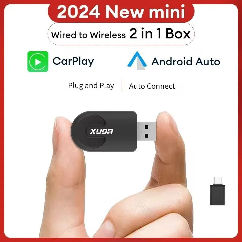 XUDA Wireless CarPlay Android Auto Adapter Plug And Play Mini Box 2 In 1 Blue New