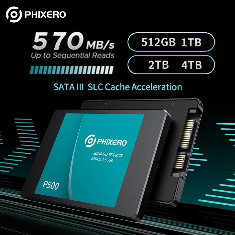 PHIXERO 2.5" SATA SSD Internal Hard Drive High Speed Solid State Drive For Laptop & PC (128GB To 4TB) 2tb