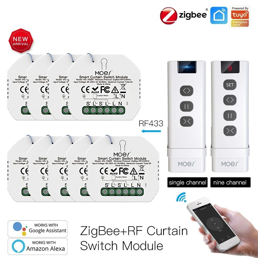 Smart Curtain Switch Module With ZigBee And RF Remote Control 2module 1 Channel