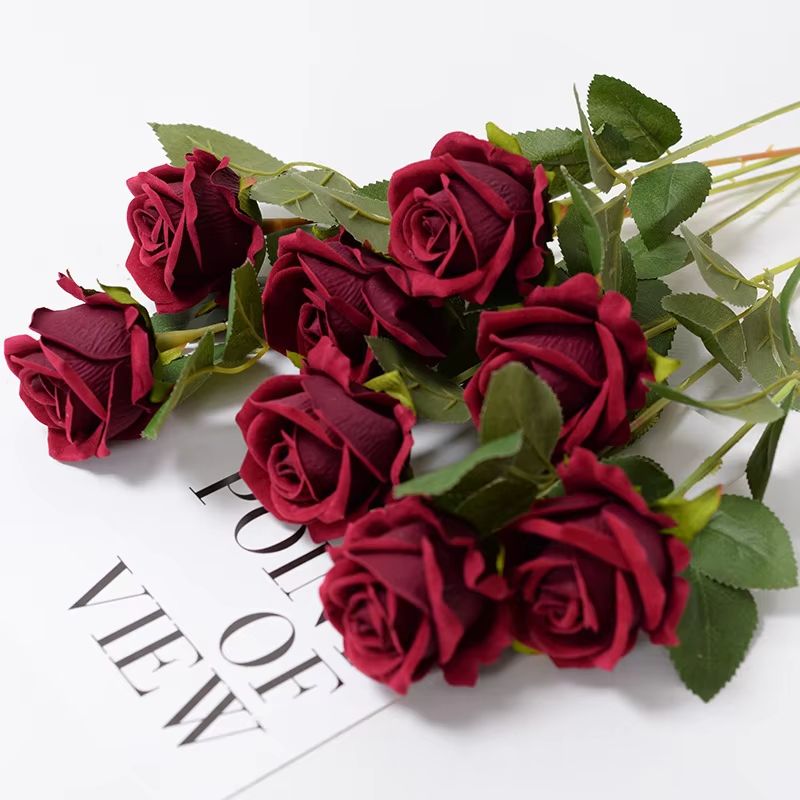 Artificial Rose Flower Branch Realistic Red Roses For Wedding, Party & Home Decoration (3 5 10 20 Pcs) light Purple Rose 3pcs