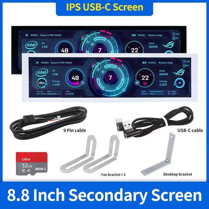 UltraCompact 8.8 Inch IPS USB C Secondary Smart Display Portable Monitor For Laptop & Desktop option 4 white