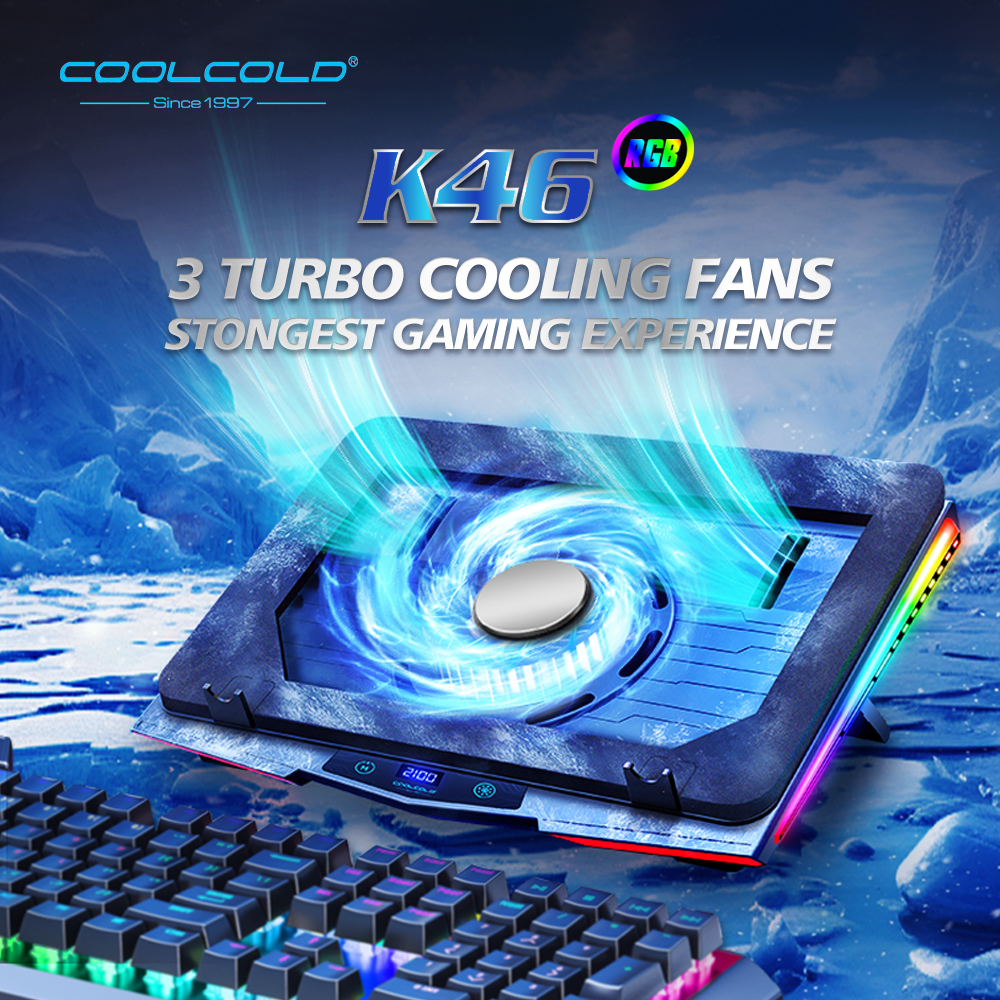 Air Compression RGB Laptop Cooling Pad, Ultra Quiet USB Cooler, Adjustable Stand, Fast Heat Dissipation For Gaming Air Compression RGB Laptop Cooling Pad, Ultra Quiet USB Cooler, Adjustable Stand, Fast Heat Dissipation For Gaming