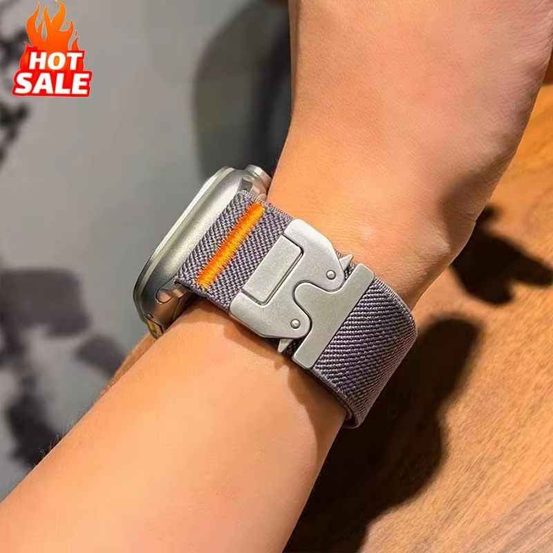 Premium Nylon Elastic Apple Watch Band Set 2PCS Sport Loop Straps For Apple Watch Ultra & Series 103 SE blue Gray orange s10 42 38 40 41 Mm