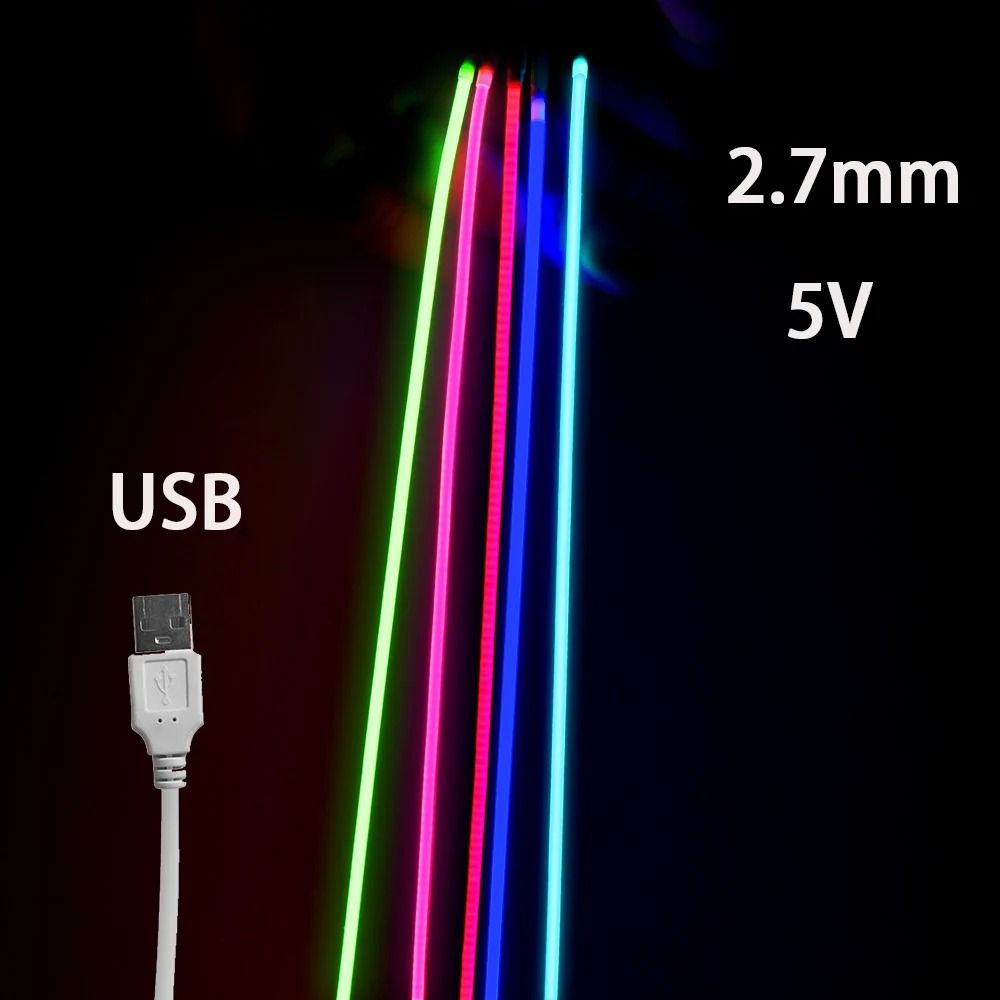 USB 5V COB LED Strip Light Ultra Thin Multicolor Tape 3m 5v 5mm pink