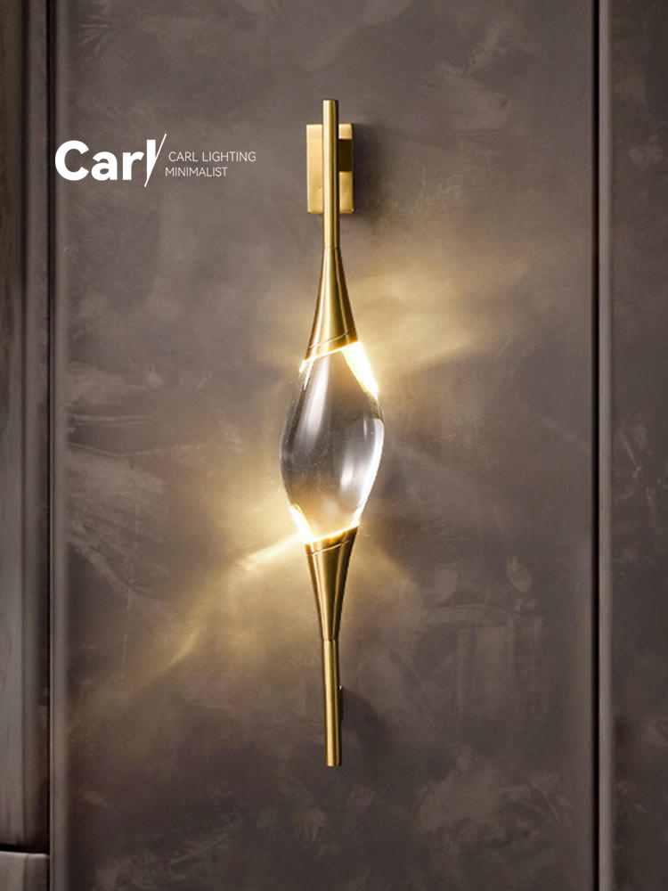 Modern Copper Crystal Wall Lamp, Simple Creative Decoration, Designer Lighting For Living Room Study Bedroom Bedside wall Lamp3 warm Light 3000k