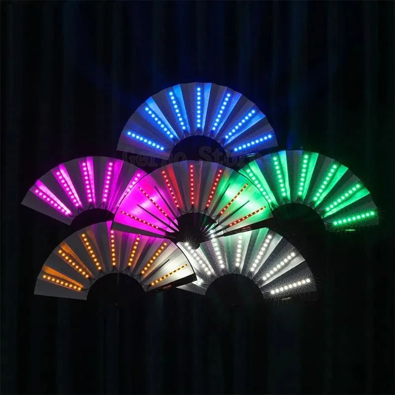 Glow Folding LED Fan Light Up Festival Party Accessory black Purple