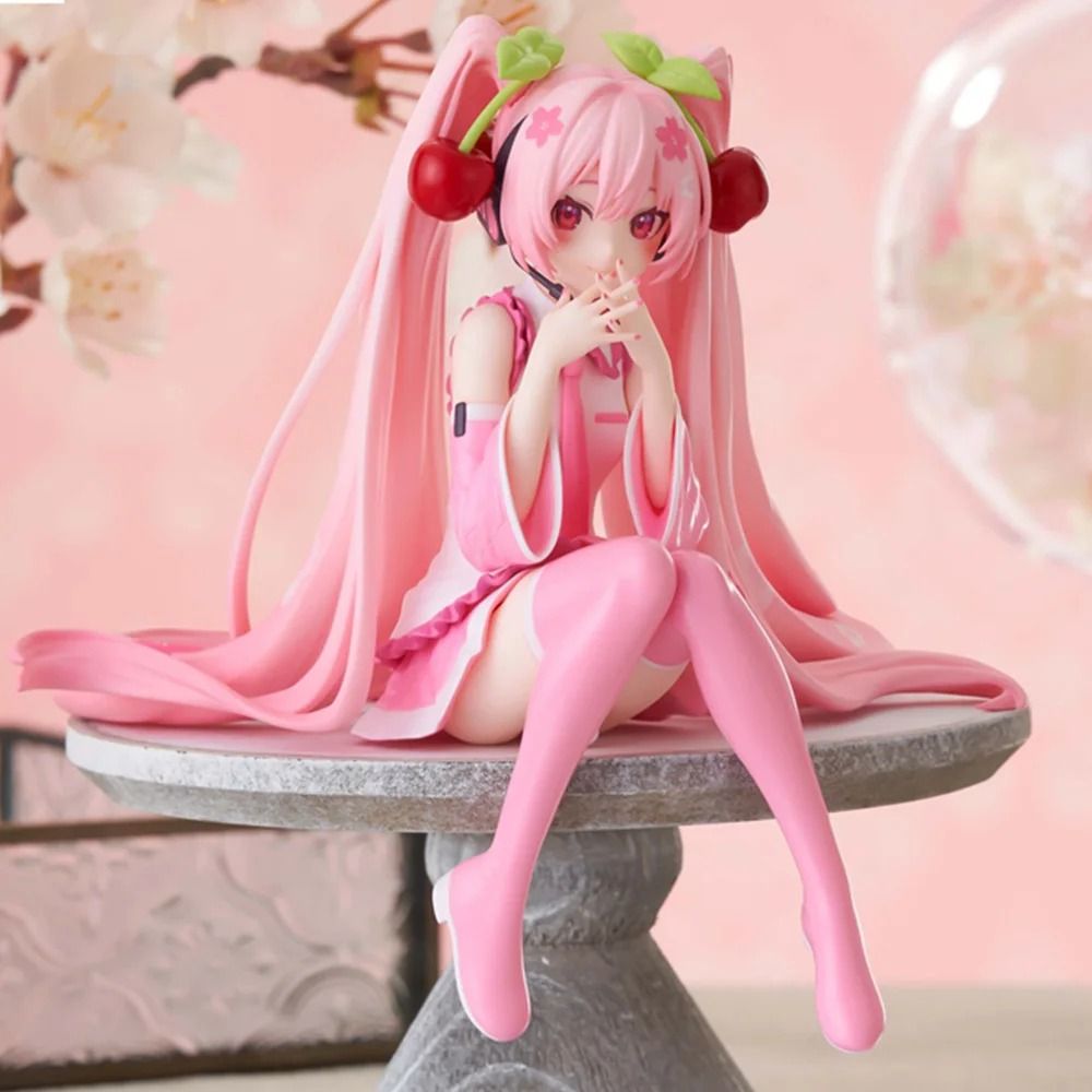 Hatsune Miku Pink Dress PVC Figure Cherry Blossom Collectible Hatsune Miku Pink Dress PVC Figure Cherry Blossom Collectible