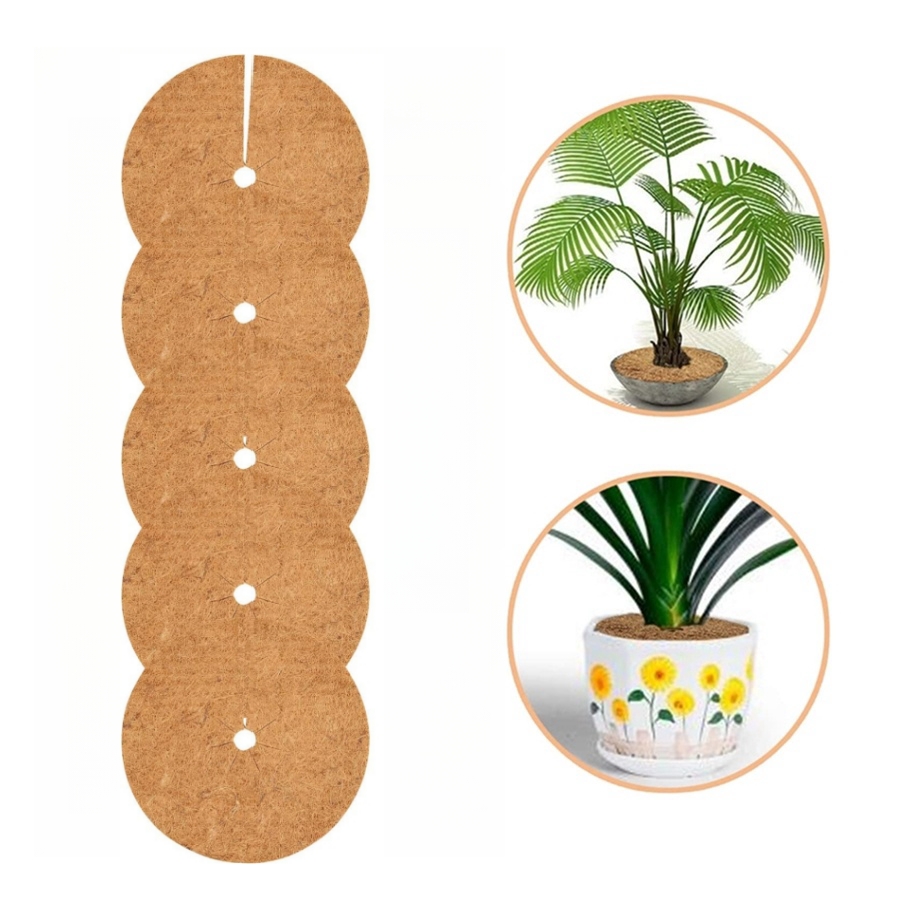Eco Friendly Natural Coco Coir Fiber Tree Mulch Ring Protector Organic Weed Barrier Mat Anti Grass Disc Flower Pot Cover 5pcs diameter 60cm