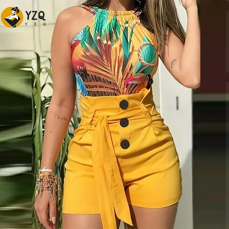 Y2K Summer Shorts For Women, High Waist Solid Denim Shorts With Button Front And Tie Waist white m