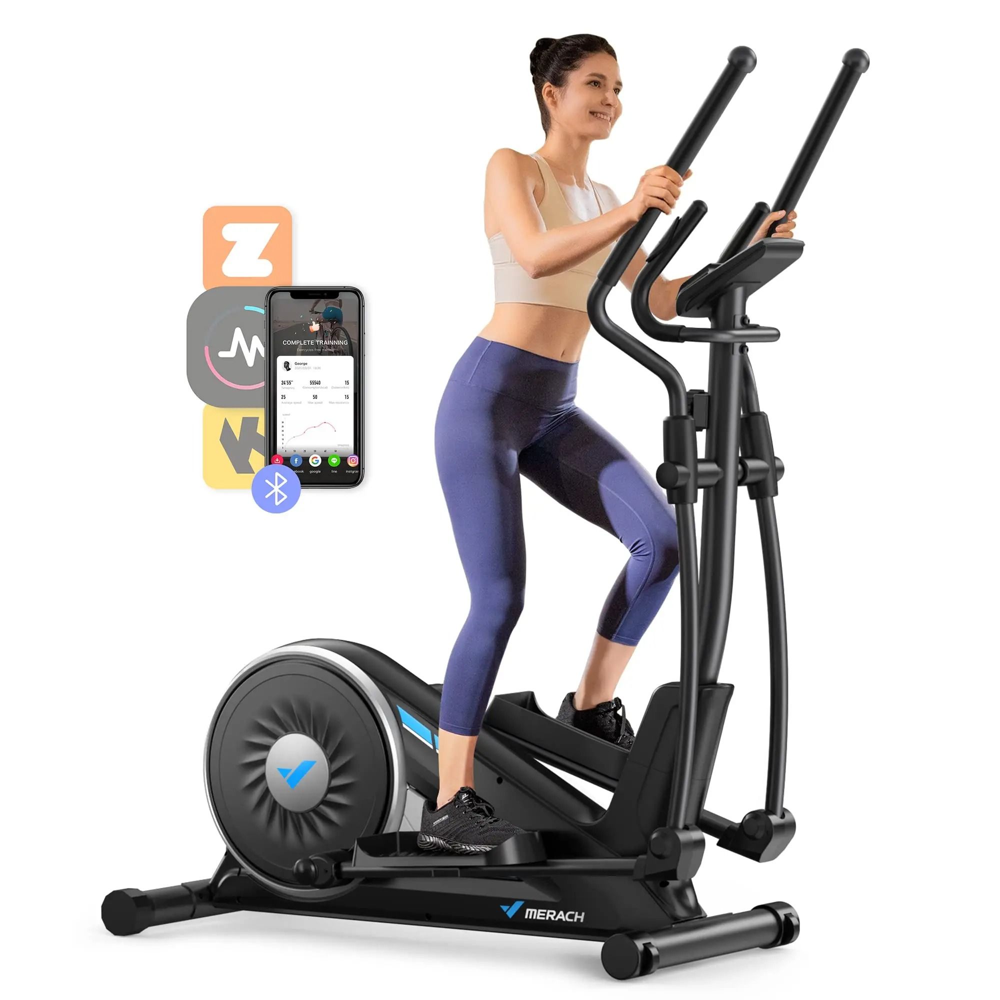 Quiet Magnetic Elliptical Trainer With Adjustable Resistance And App Support classic