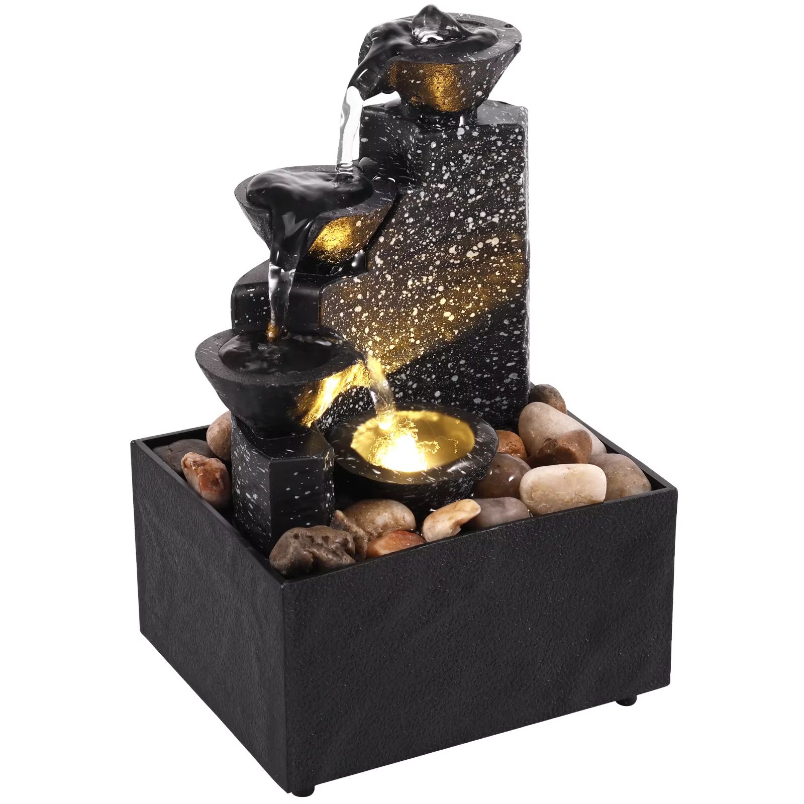 Tabletop Waterfall Fountain With LED Lights Relaxing Desktop Meditation Fountain & Home Decor Accent style 3