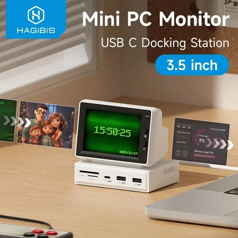 3.5in IPS Mini PC Monitoring Display With USB C Hub 3.5in IPS Mini PC Monitoring Display With USB C Hub
