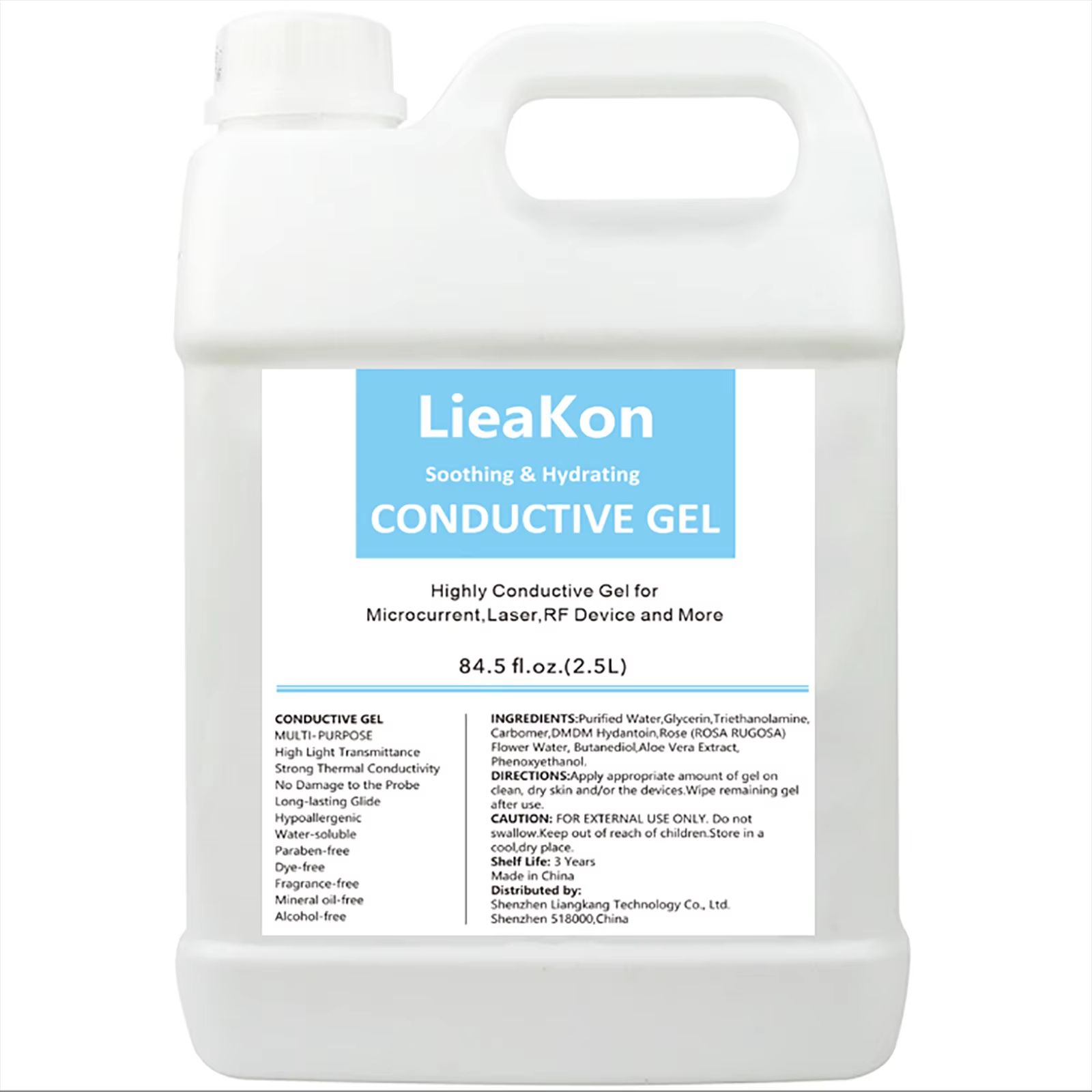 2.5L Professional Ultrasound Gel Clear Conductor Gel For Radiofrequency, Cavitation & Skin Care Treatments 2.5l Cooling Gel