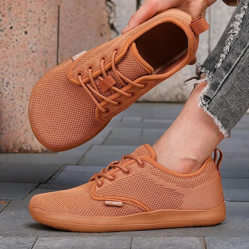 Wide Toe Men Shoes Breathable Knitted Mesh Soft Sole Casual Walking Shoes 7.5 dark Blue