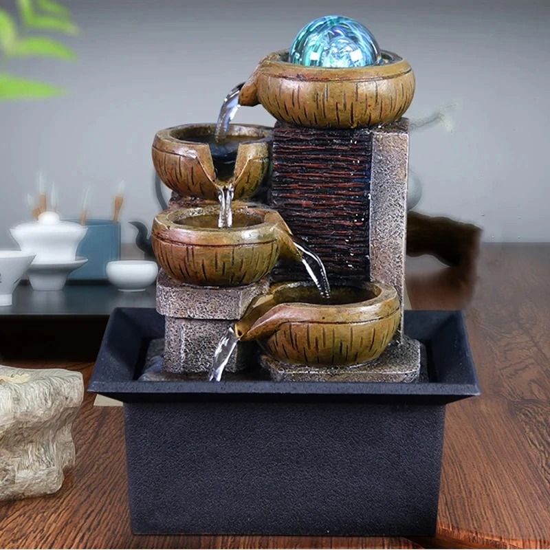 Indoor Tabletop Water Fountain Decorative Zen Waterfall For Home Office Relaxation eu b