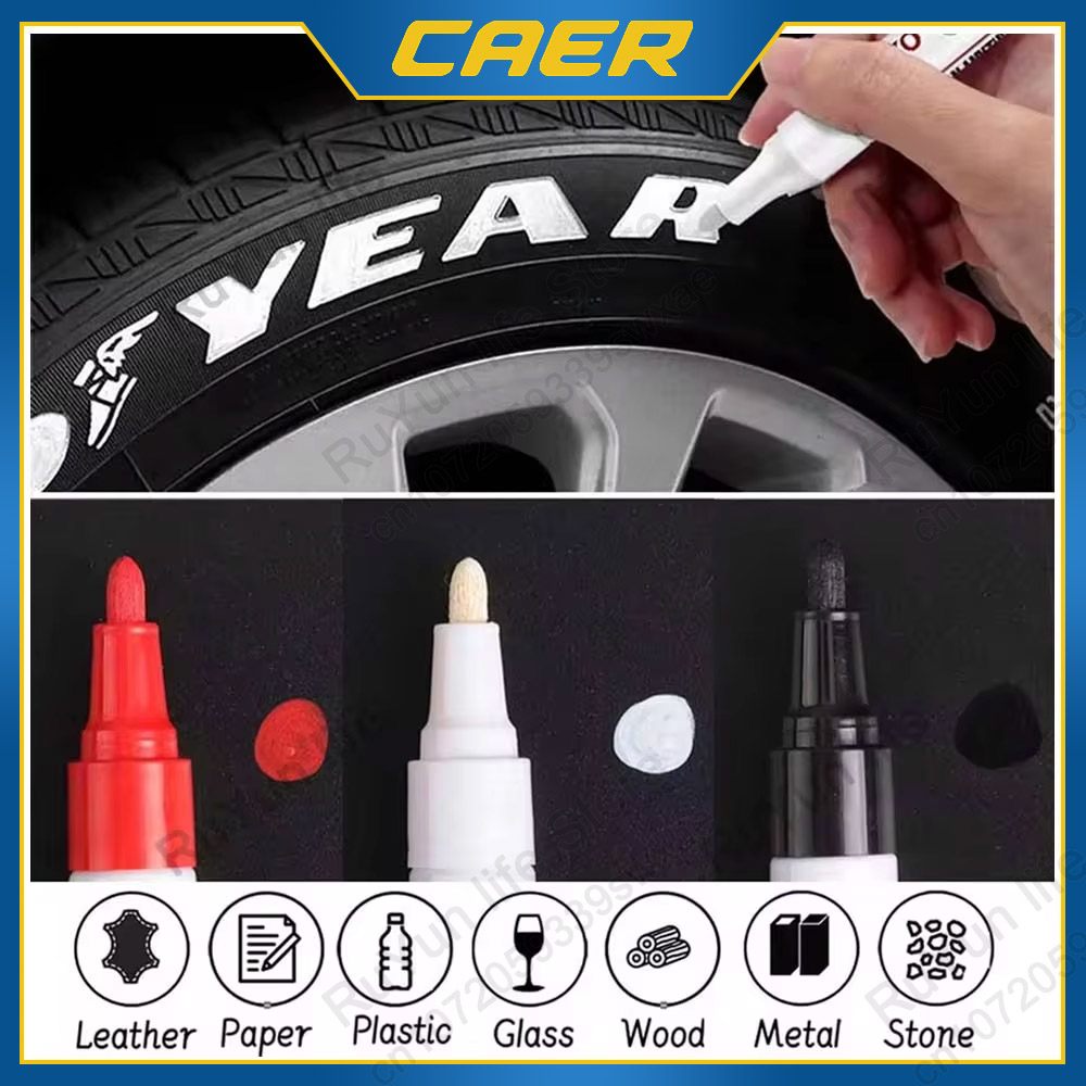 Waterproof Car Tyre Paint Marker, Permanent Oily Pen For Bike, Auto, Metal, Graffiti Touch Up Tire Mark Pen black