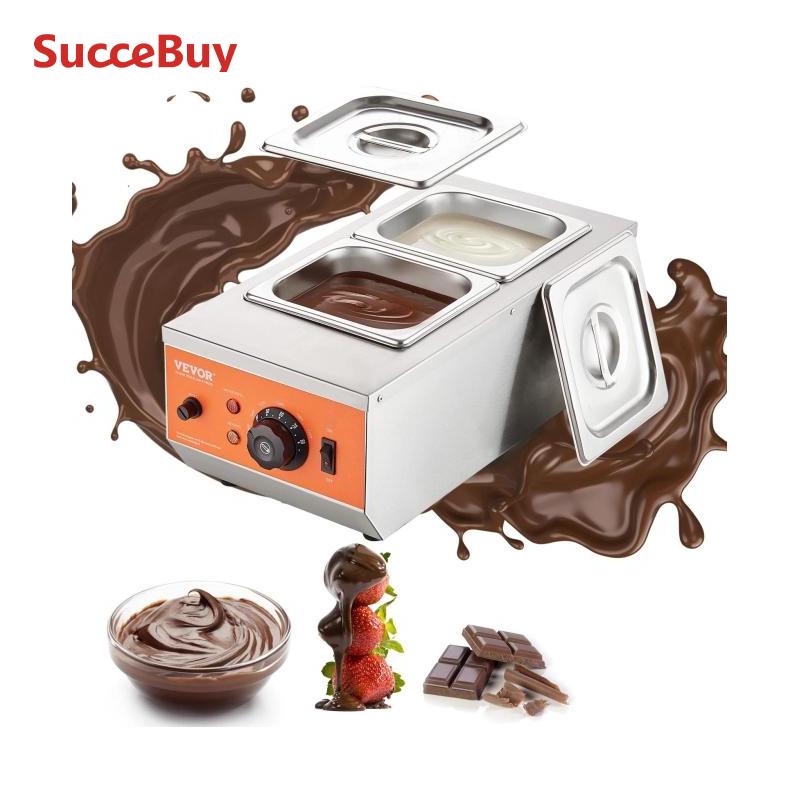 SucceBuy 2 3 Tanks Electric Chocolate Tempering Machine, Chocolate Cascade Melting Pot For Kitchen Appliance Melt Flow 26.5 Lbs 3 Tanks