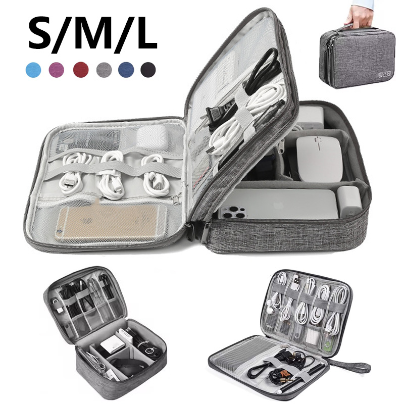 Cable Storage Bag Waterproof Digital Electronic Accessories Organizer Portable Travel Cable Organizer Case For Cable Charger s Black