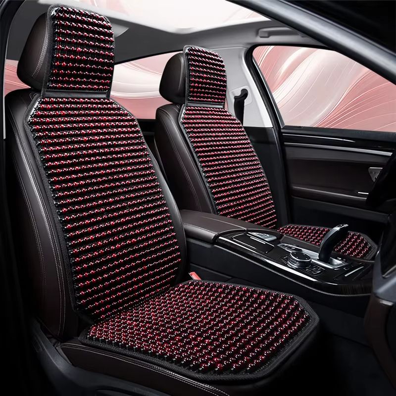Wooden Bead Car Seat Cushion Universal Cooling & Breathable Cover With Non Slip Base, Available In 5 Colors elegant Brown