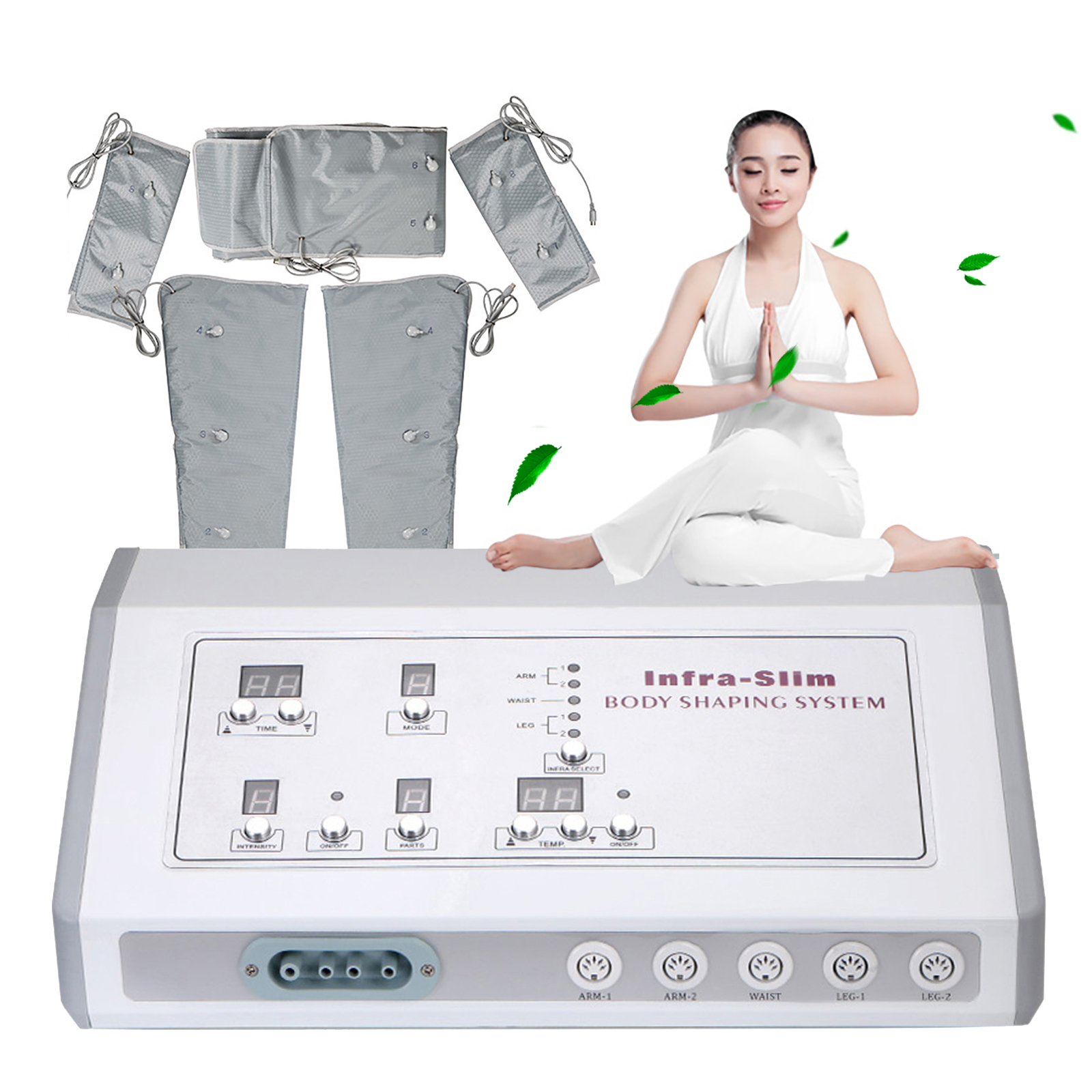 Far Infrared Ray Heating Air Pressure Slimming Suit, Pressotherapy Body Contouring Weight Loss SPA Machine For Detox white
