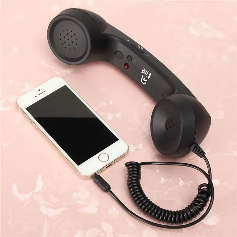 Retro 3.5mm Telephone Handset Receiver With Built In Mic For Smartphones purple