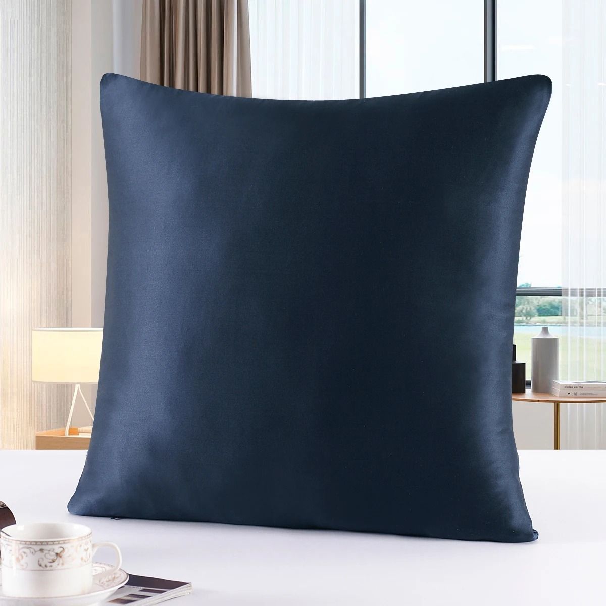 Pure Silk Pillowcase With Zipper Closure Soft Luxury Pillow Cover 80 X 80 Cm coffee