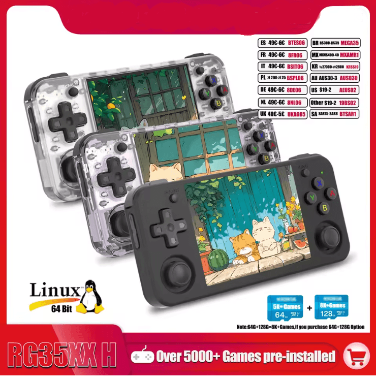 ANBERNIC RG35XX H Retro Handheld Game Console With IPS Screen And 5000+ Games black 64gb