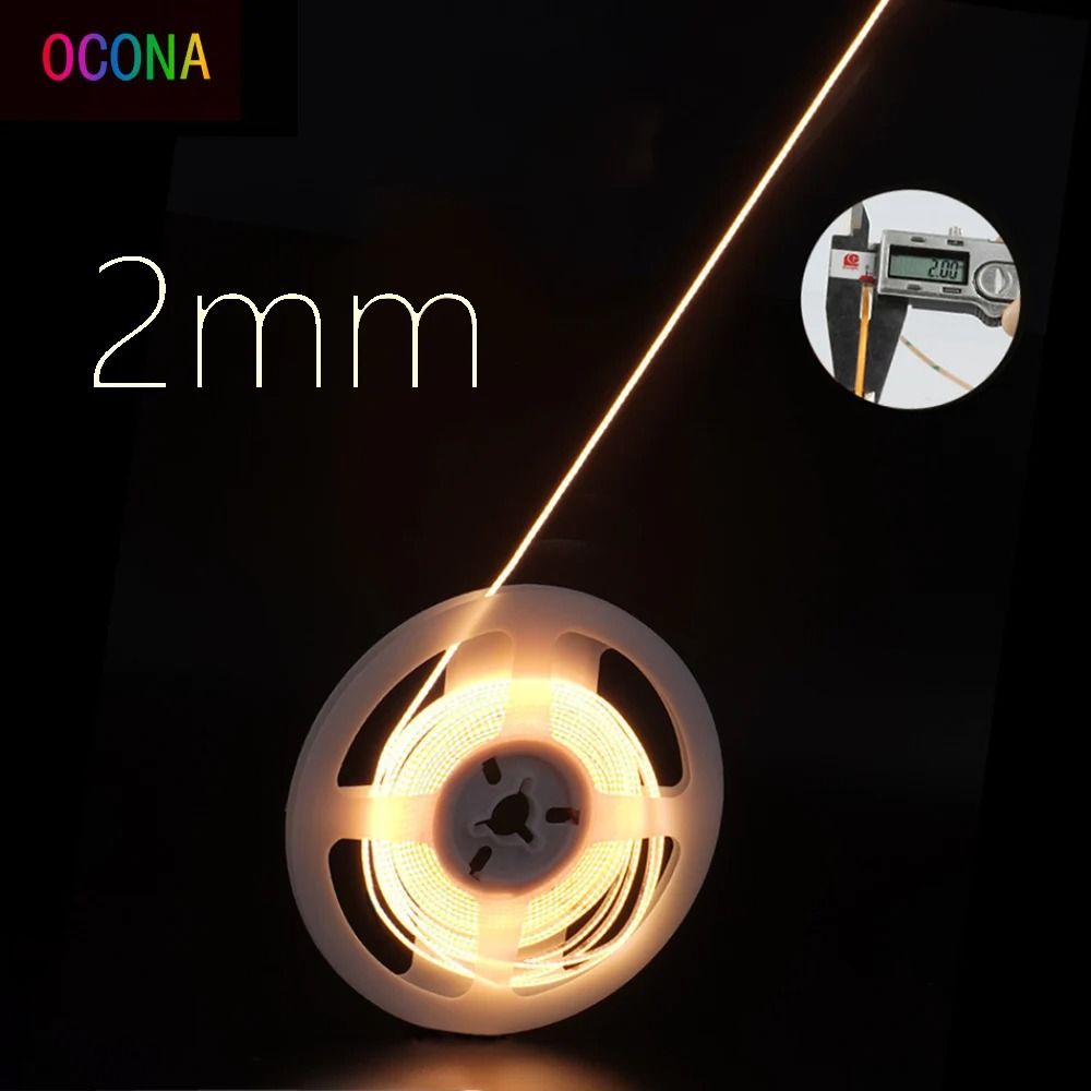 Ultimate Thin 2mm COB LED Strip Light 12V Flexible Tape Light For DIY And Cabinet Projects 2 M natural White
