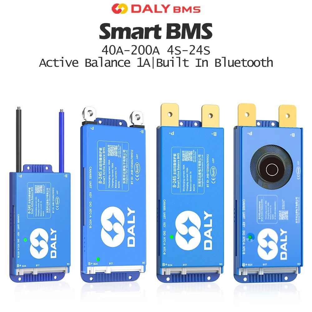 Daly Smart BMS BT WiFi 4S 8S 16S 24S 12V 72V 40A 200A Active Balance Protection bt Wifi Bms 4 8s 150a Bms