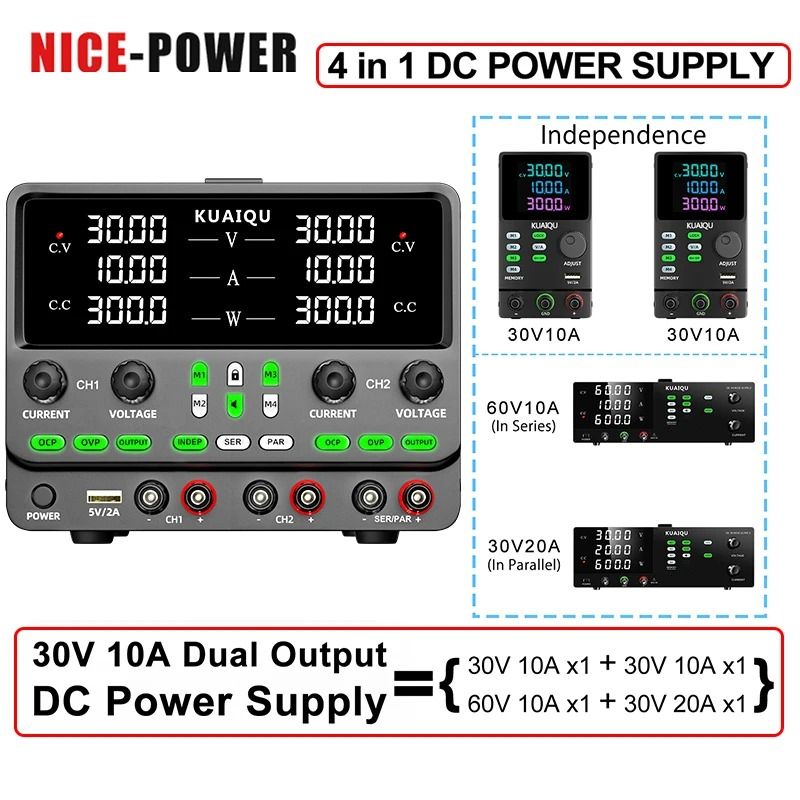 Dual Channel Bench DC Power Supply With Adjustable Output And Protection Functions ac 110v upgrade Ocpovp 120v 3a