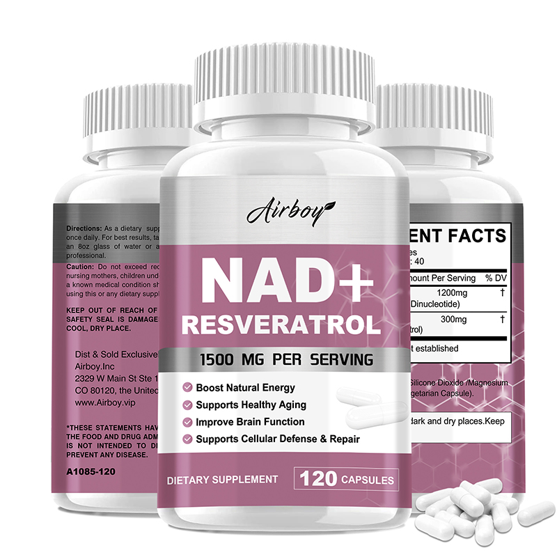 NAD+ Resveratrol Supplement, Pure Anti Aging Pills For Cellular Health, Natural Energy & Immune Support 30 Capsules