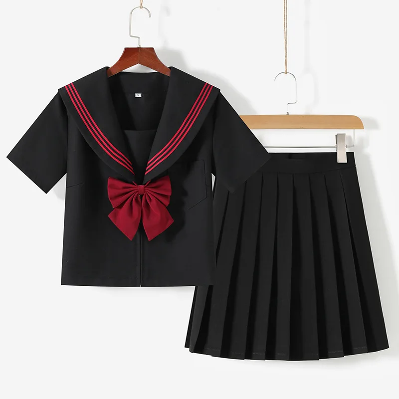 Authentic JK School Uniform, Orthodox Sailor Suit Cosplay Costume, Anime Outfit Set With Top And Skirt For Girls short Sleeve Set xxl 60 65kg