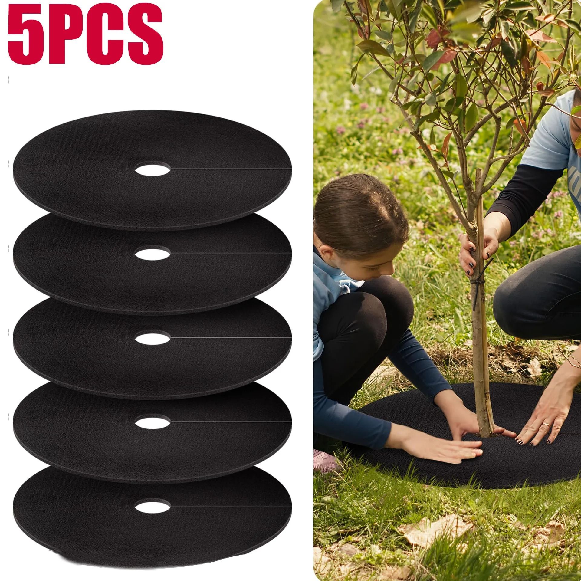 Reusable Non Woven Tree Mulch Ring For Weed Control And Root Protection 42cm 5pcs