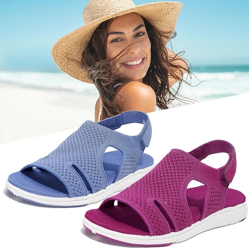 Women Plus Size Wedge Sandals Soft Bottom Platform Casual Beach Shoes purple 10.5