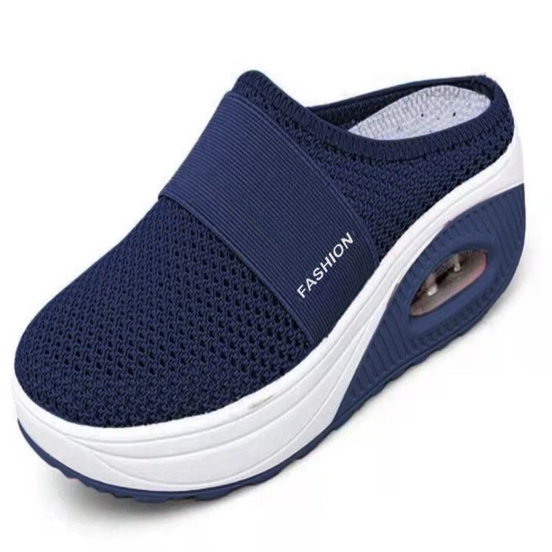 Women Wedge Sandals Open Toe Slip On Slippers 8 black