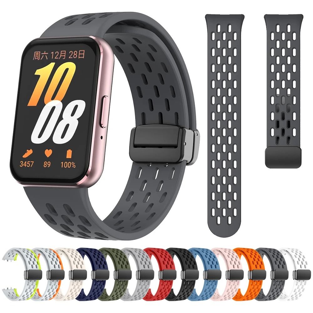 Magnetic D Buckle Sports Silicone Band For Samsung Galaxy Fit 3 black