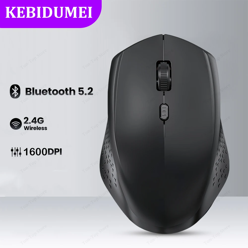 Dual Mode Bluetooth 5.2 Mouse, Silent Wireless Gaming Mouse, Rechargeable For Laptop And PC only 2.4g Blue