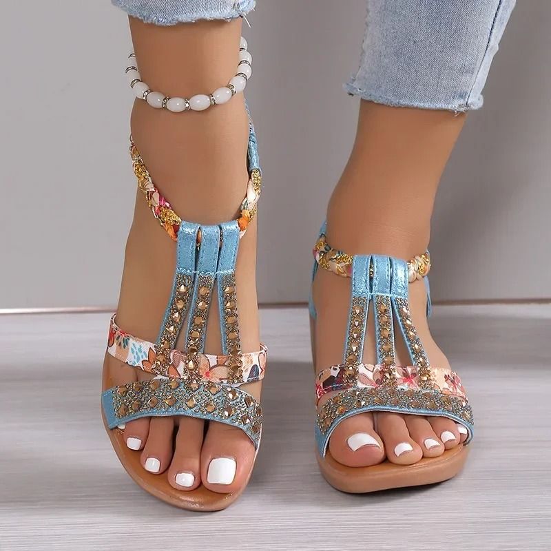 Womens Summer Wedge Sandals With Rhinestone Detail Platform Peep Toe Design For Beach And Casual Wear us 6 white