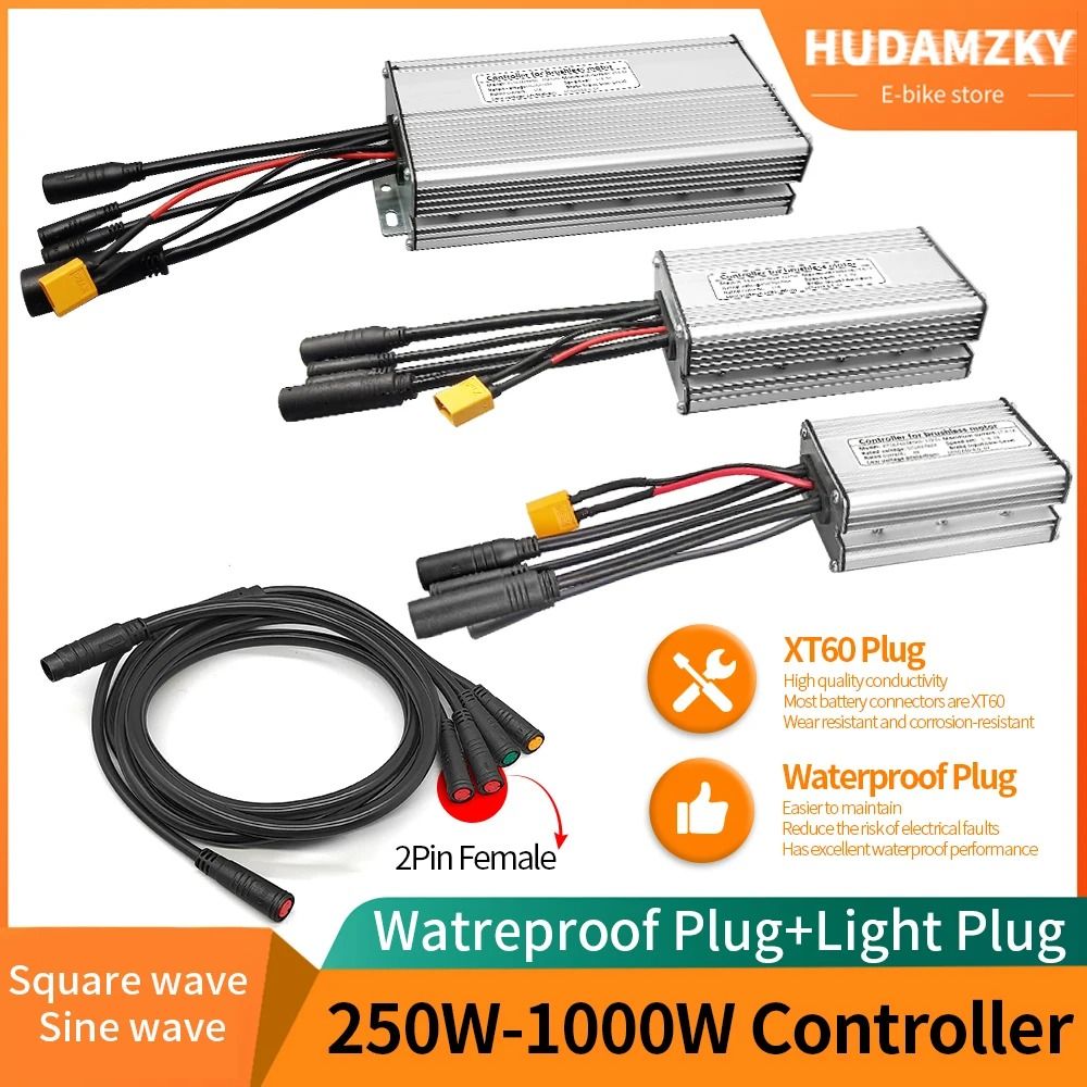 Electric Bike KT Controller 36V 48V Waterproof Brushless 250W 350W 500W 1000W With Light Function n