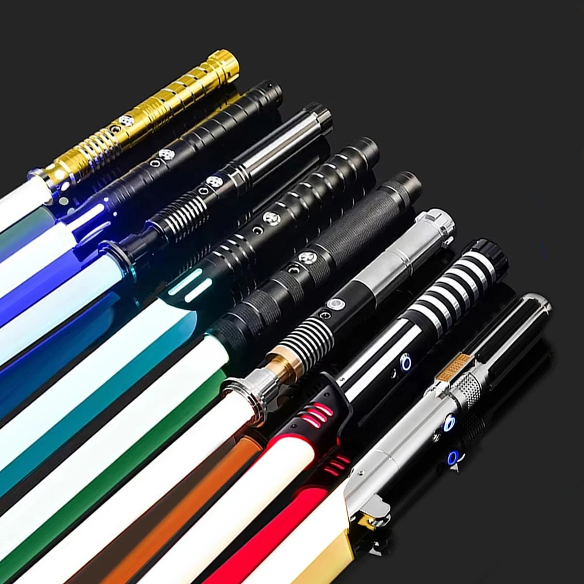 RGB Color Changing Metal Lightsaber With Flash Sound Effects And Smooth Swing type 2 Black Rgb