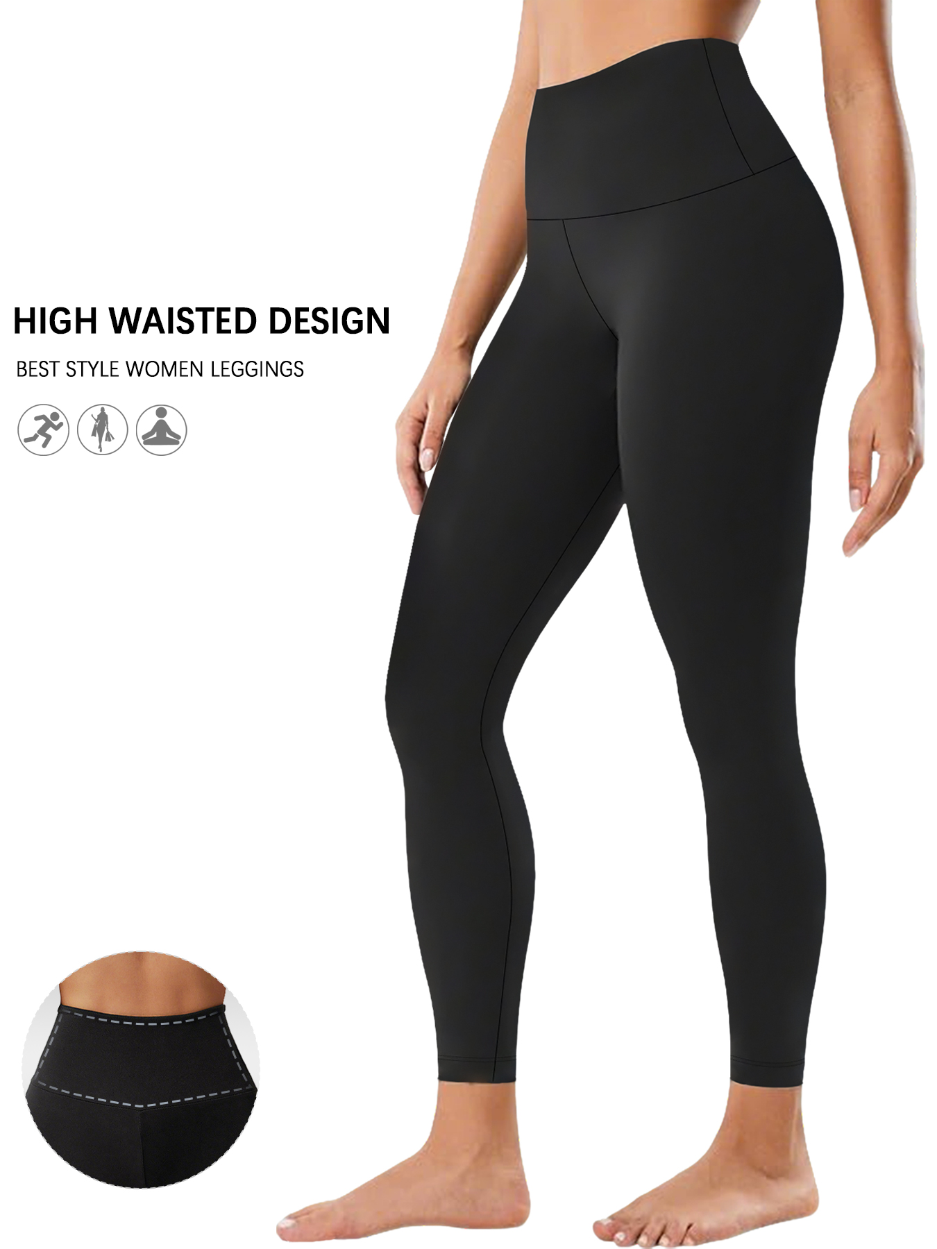 High Waisted Tummy Control Leggings For Women, Super Soft, No See Through, Workout Yoga Running Athletic Push Up Gym Fit 3 s