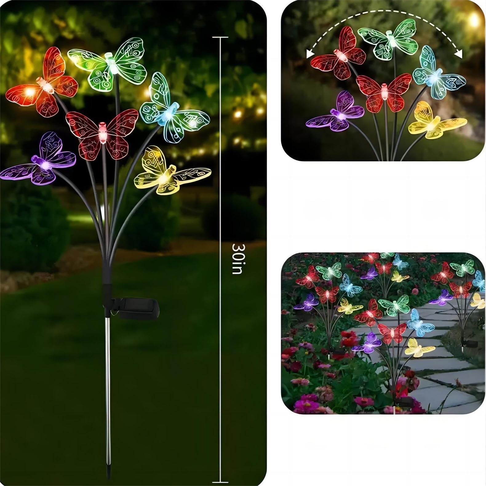 Garden Solar Butterfly Lights Outdoor, Waterproof Stake Lights, Pathway Patio Yard Decoration Solar Lamp Garden Solar Butterfly Lights Outdoor, Waterproof Stake Lights, Pathway Patio Yard Decoration Solar Lamp